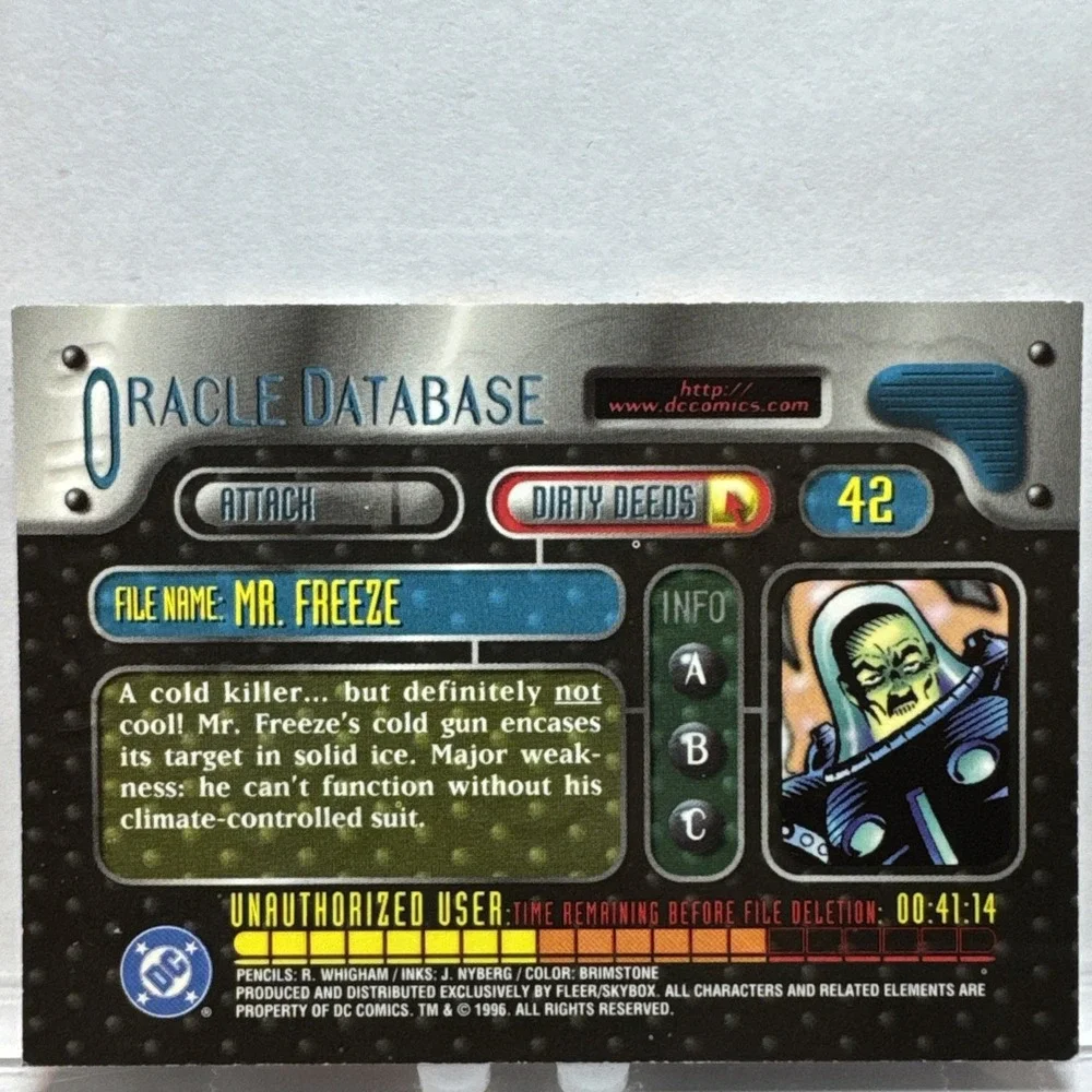 1996 Fleer/Skybox DC Firepower Outburst Embossed Card #42 Mr. Freeze